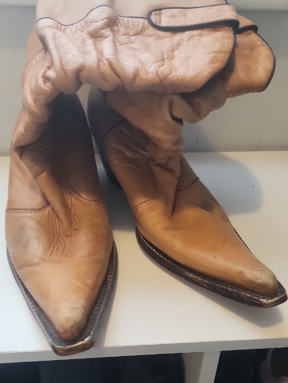 Classic Women's Tan Leather Pointed-Toe Boots